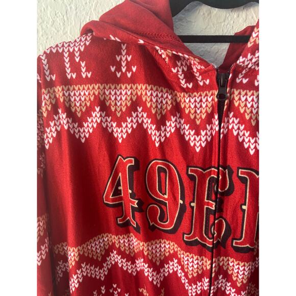 San Francisco 49ers NFL Team Apparel Men's Winter Red Onesie Pajamas Large - Picture 3 of 7